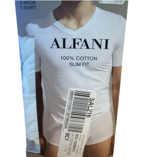 Alfani White Fitted Short Sleeve T-Shirt
