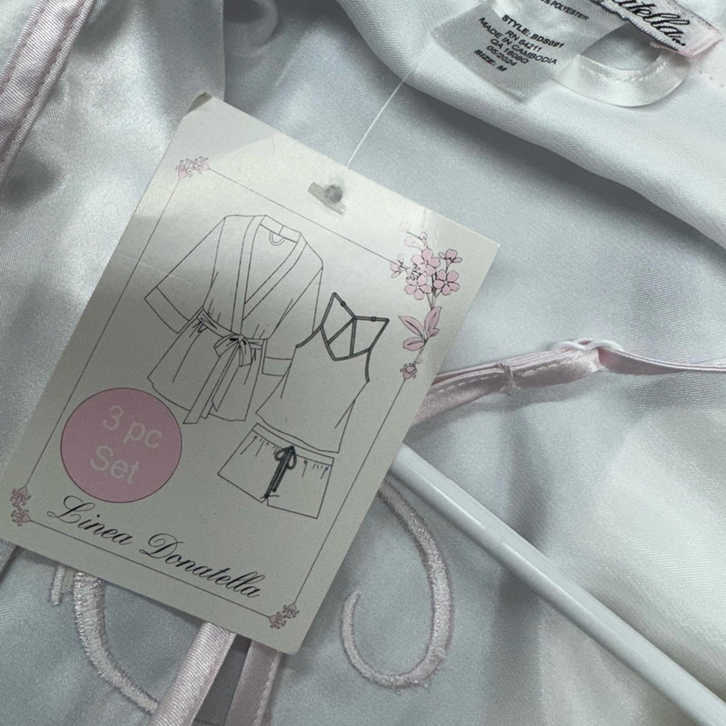Linea Donatella Elegant Bride White Satin Sleepwear Set