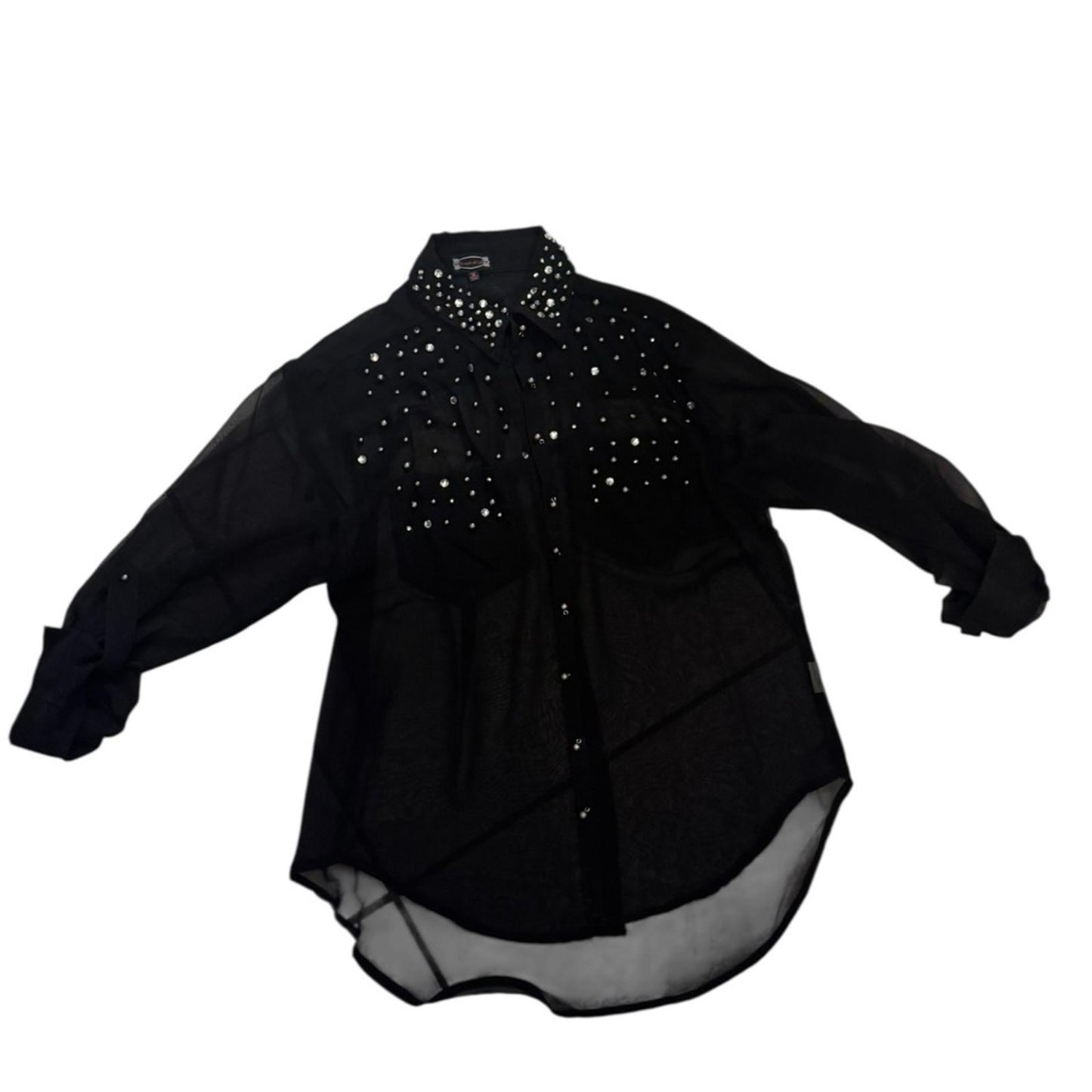 Pre-Love Chic Sheer Black Studded Blouse