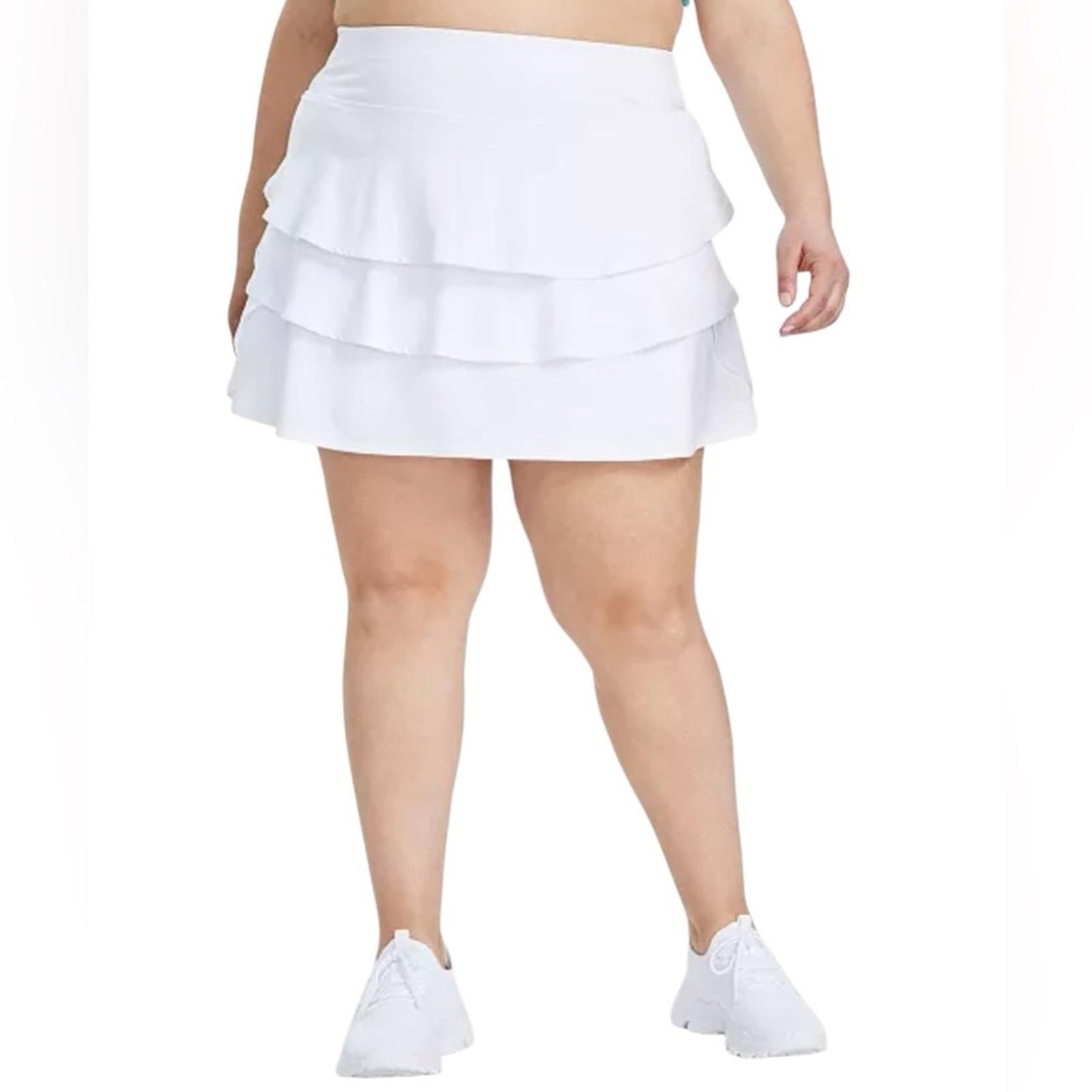 Ideology, Elegant White Curvy women’s Skort rear zipper pocket on waist