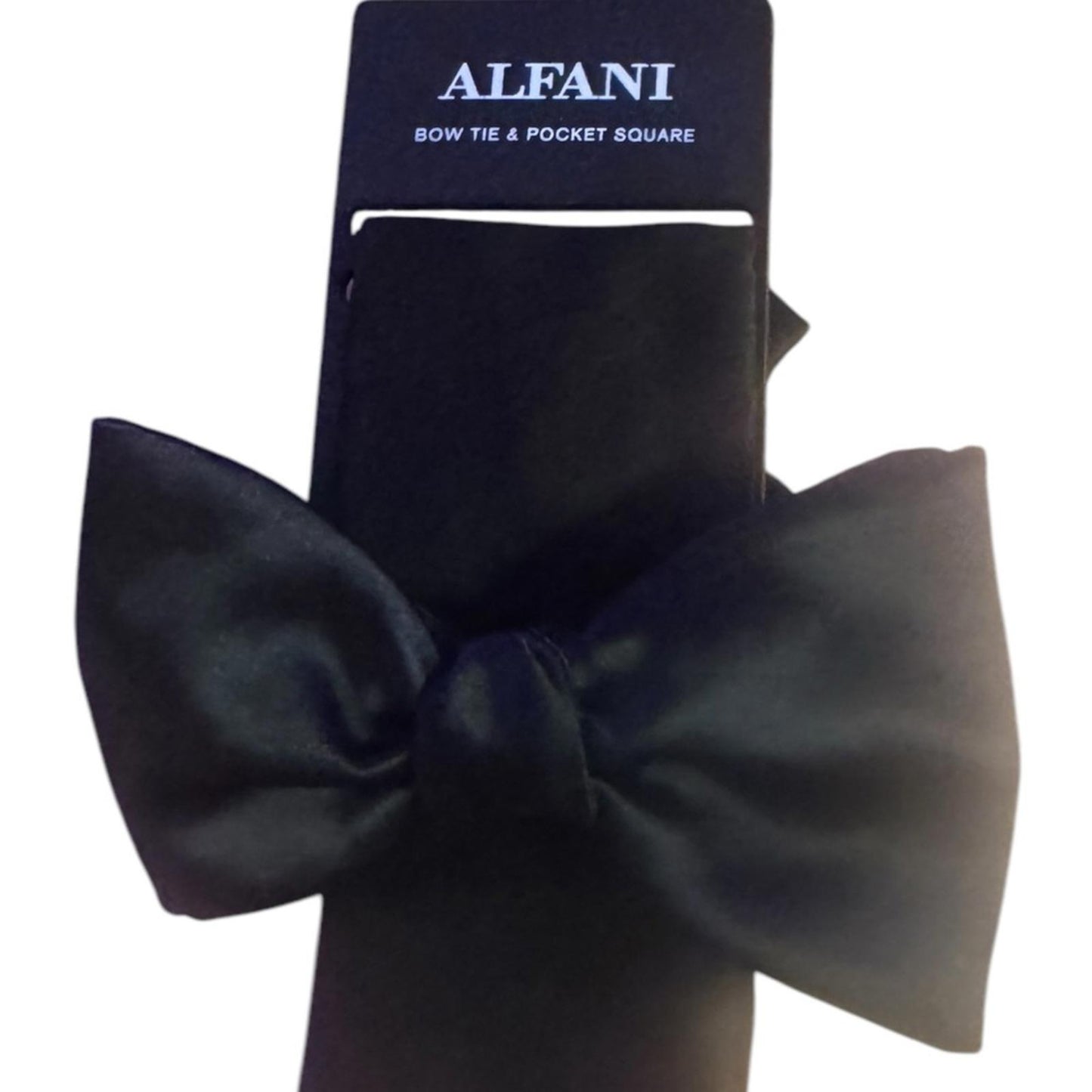 Alfani Black Bow Tie and Pocket Square Set