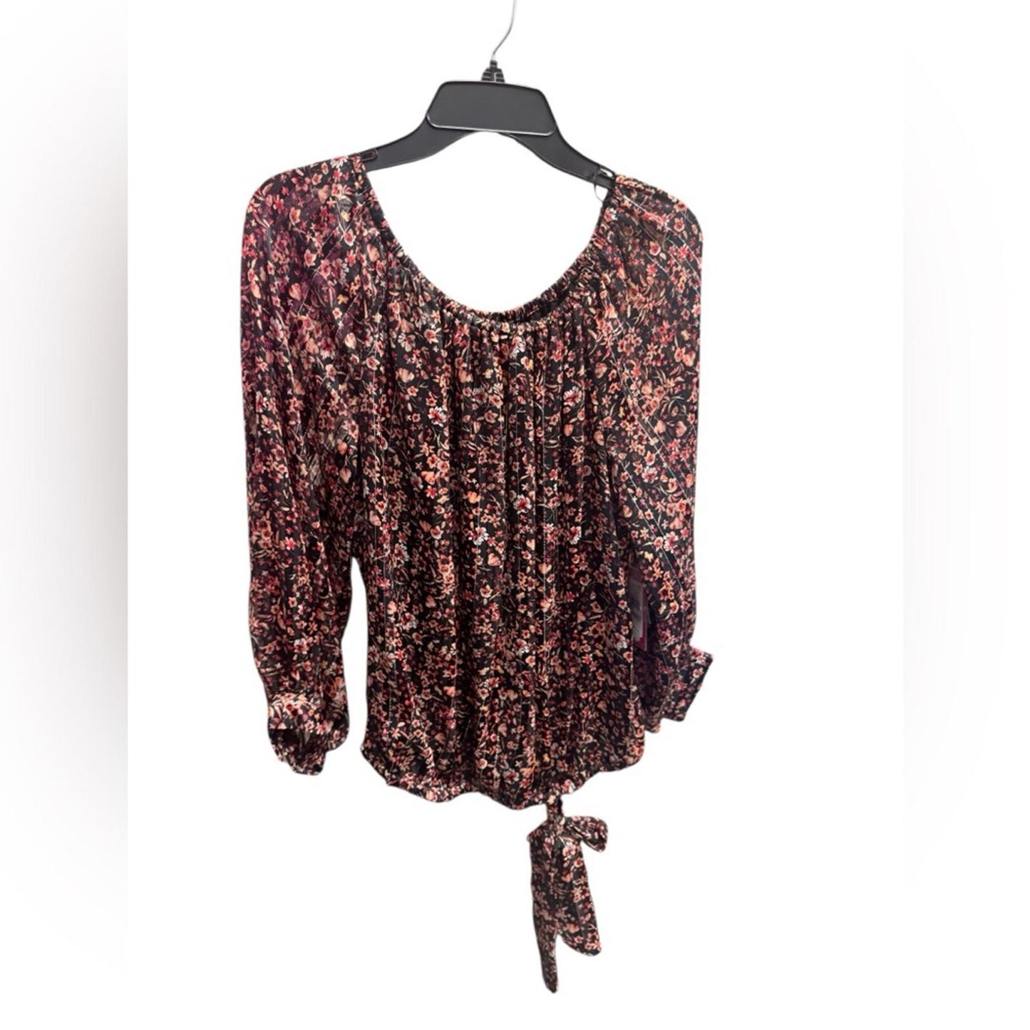 Vince Camuto Black and Pink Floral Blouse