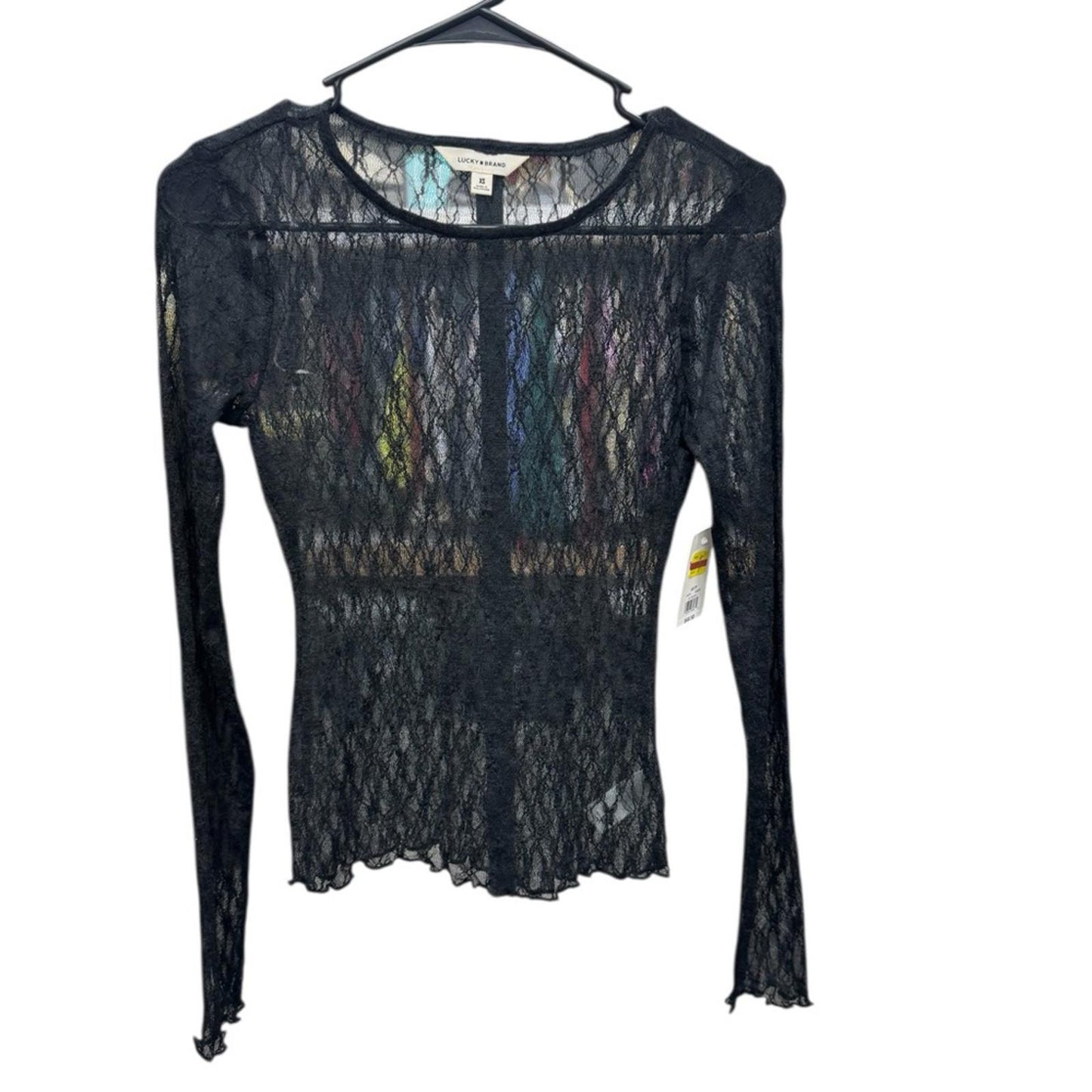 Lucky Brand Black Sheer Lace Blouse