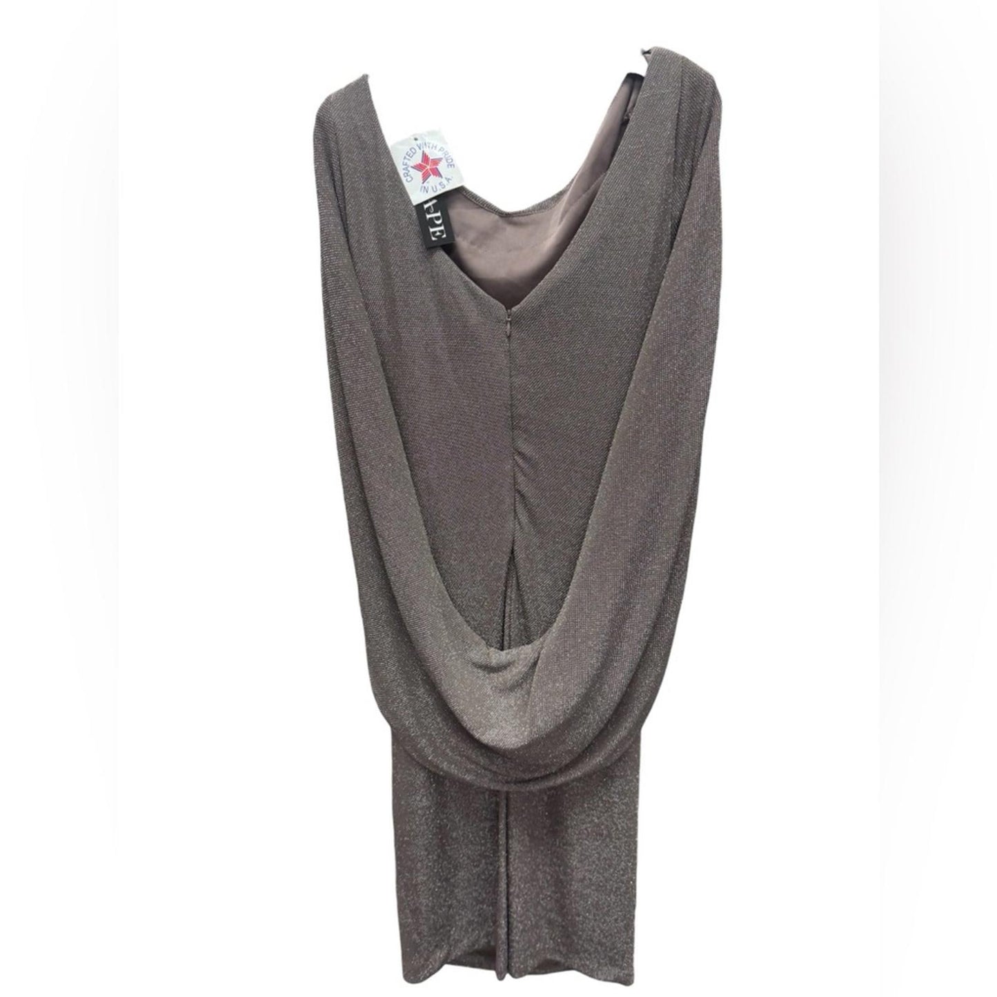 Xscape Charcoal Elegant Drape Back Scuba Crepe Dress