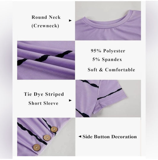 Girls Casual Short Sleeve T Shirts Crewneck Tunic Tops Kids Button Strip…