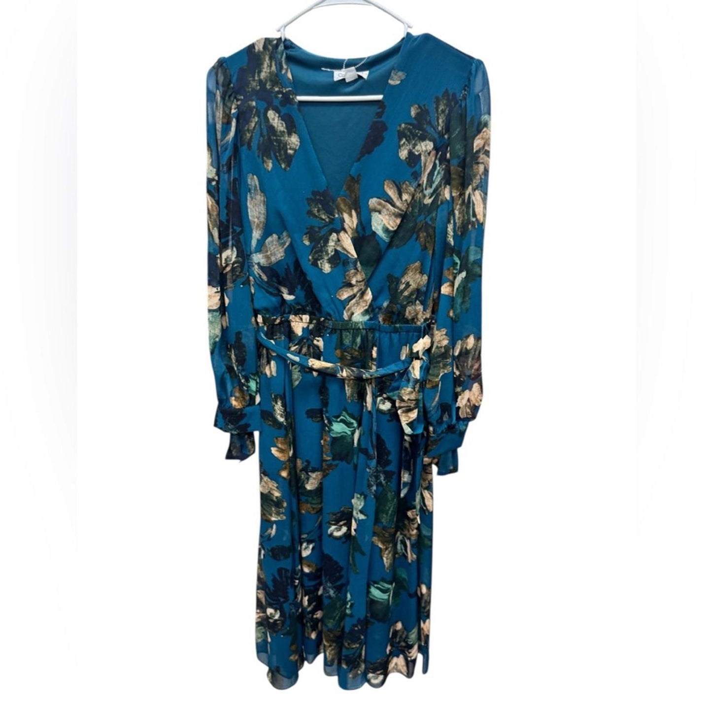 Calvin Klein Teal Floral Midi Dress