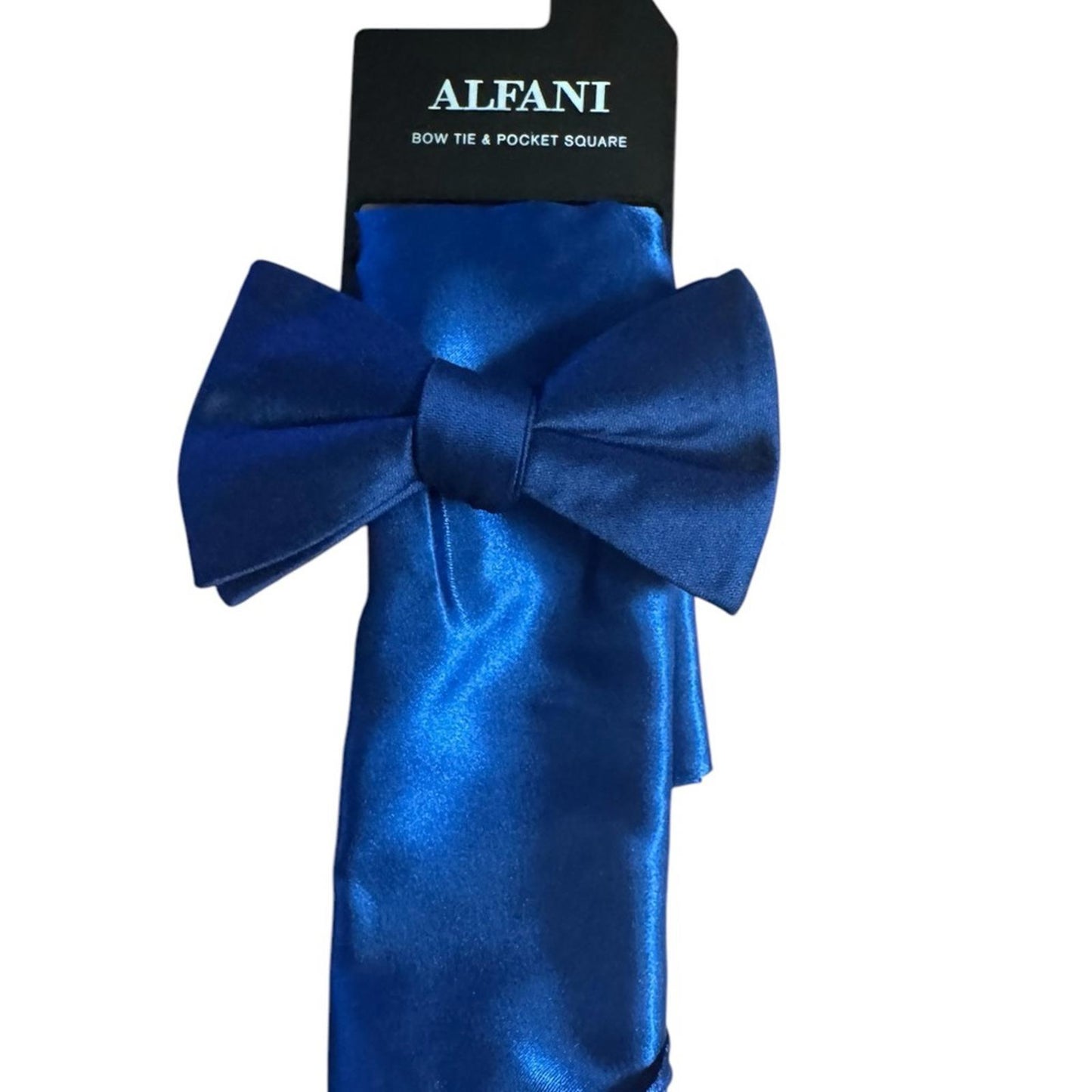 Alfani Blue Bow Tie and Pocket Square Set
