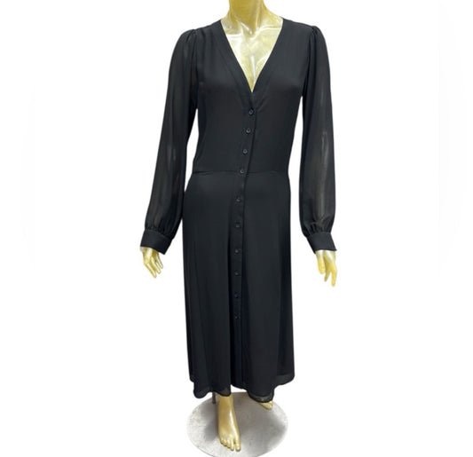 Michael Kors Elegant Black Button-Down Dress