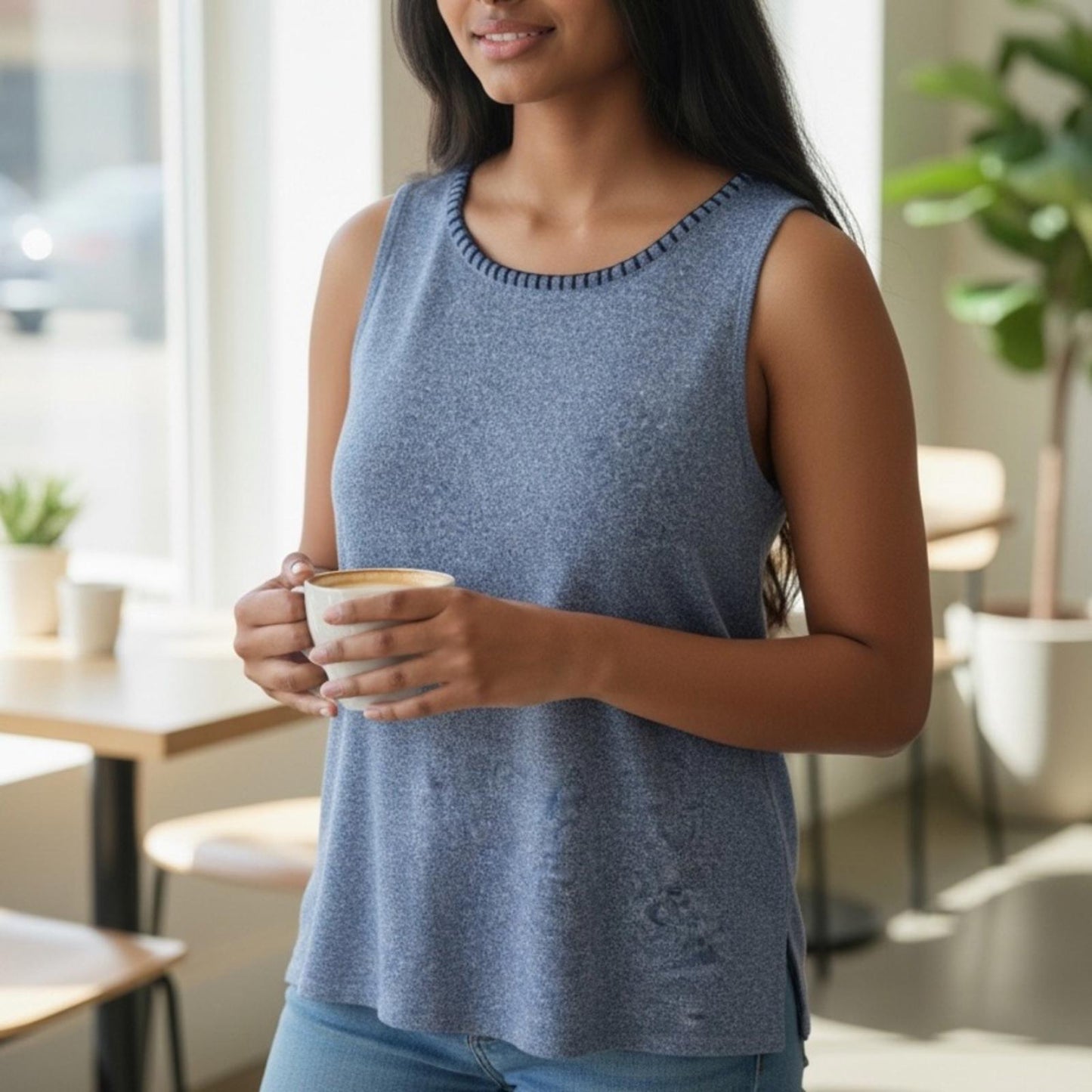 Vince Camuto Blue Sleeveless Knit Top