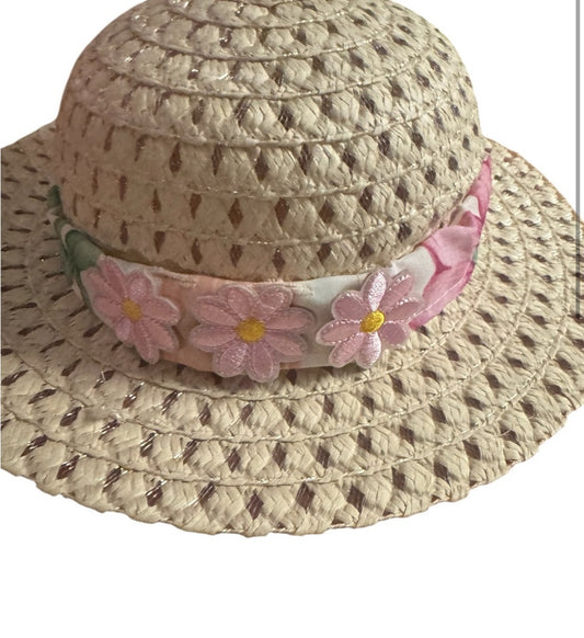 Girls Straw Hat with Floral Band