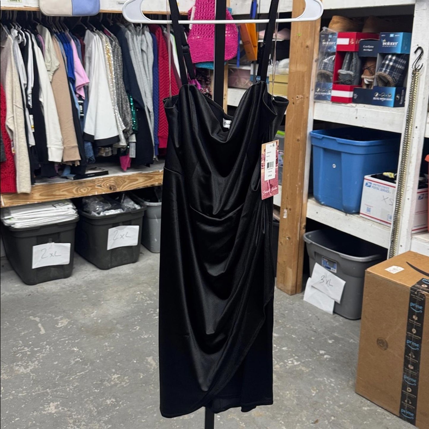 Emerald Sundae Black Satin Dress