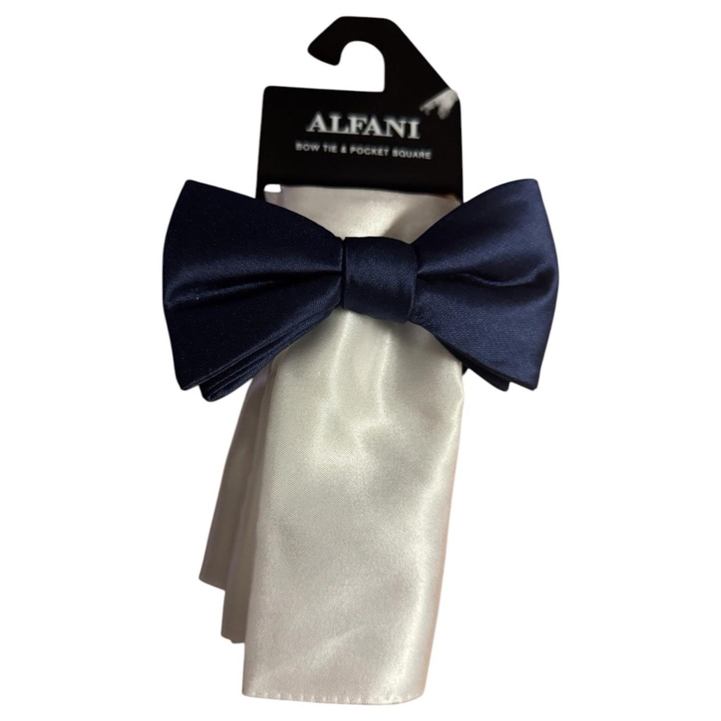Alfani Navy and White Bow Tie Set
