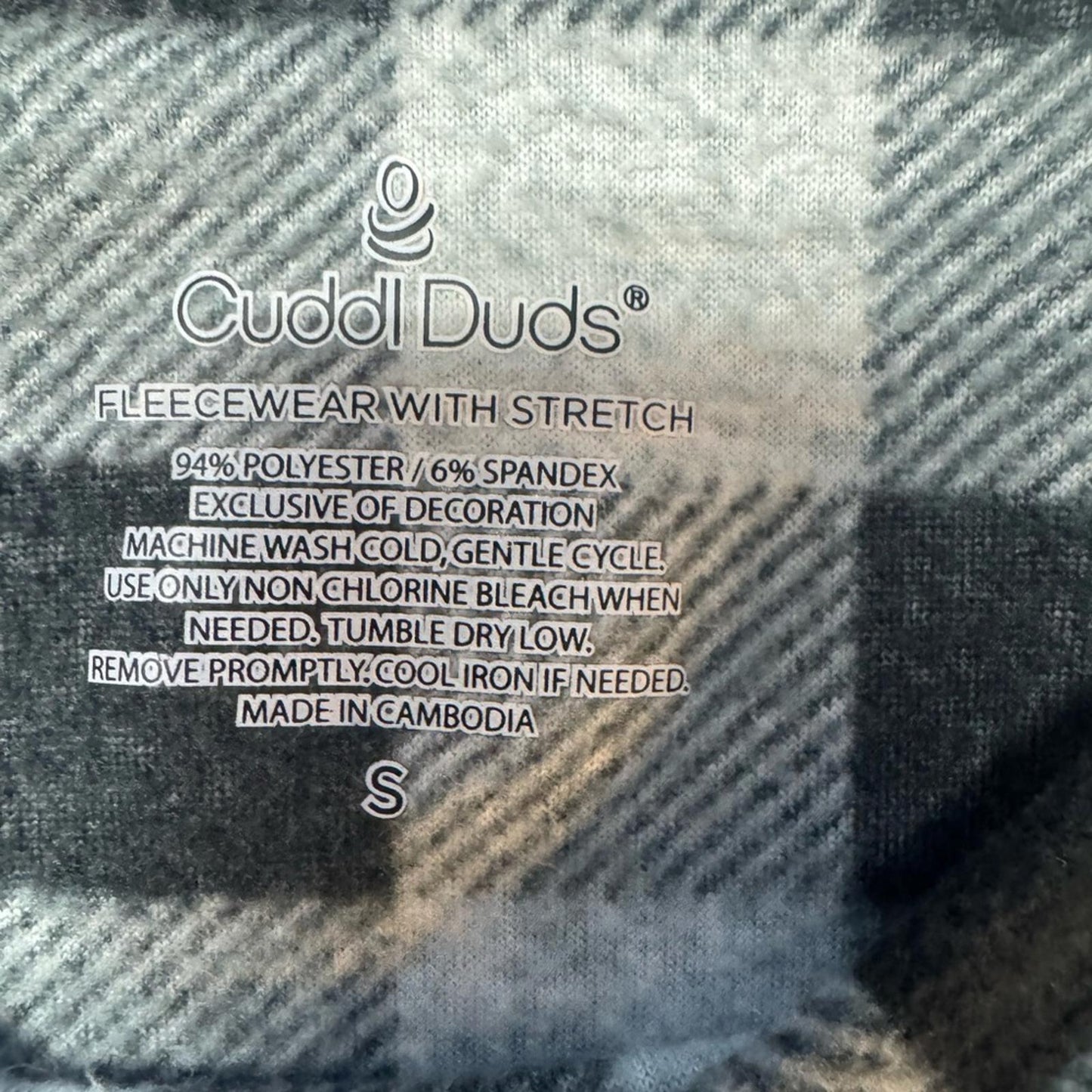 Cuddl Duds Fleece Checkered Long Sleeve Top