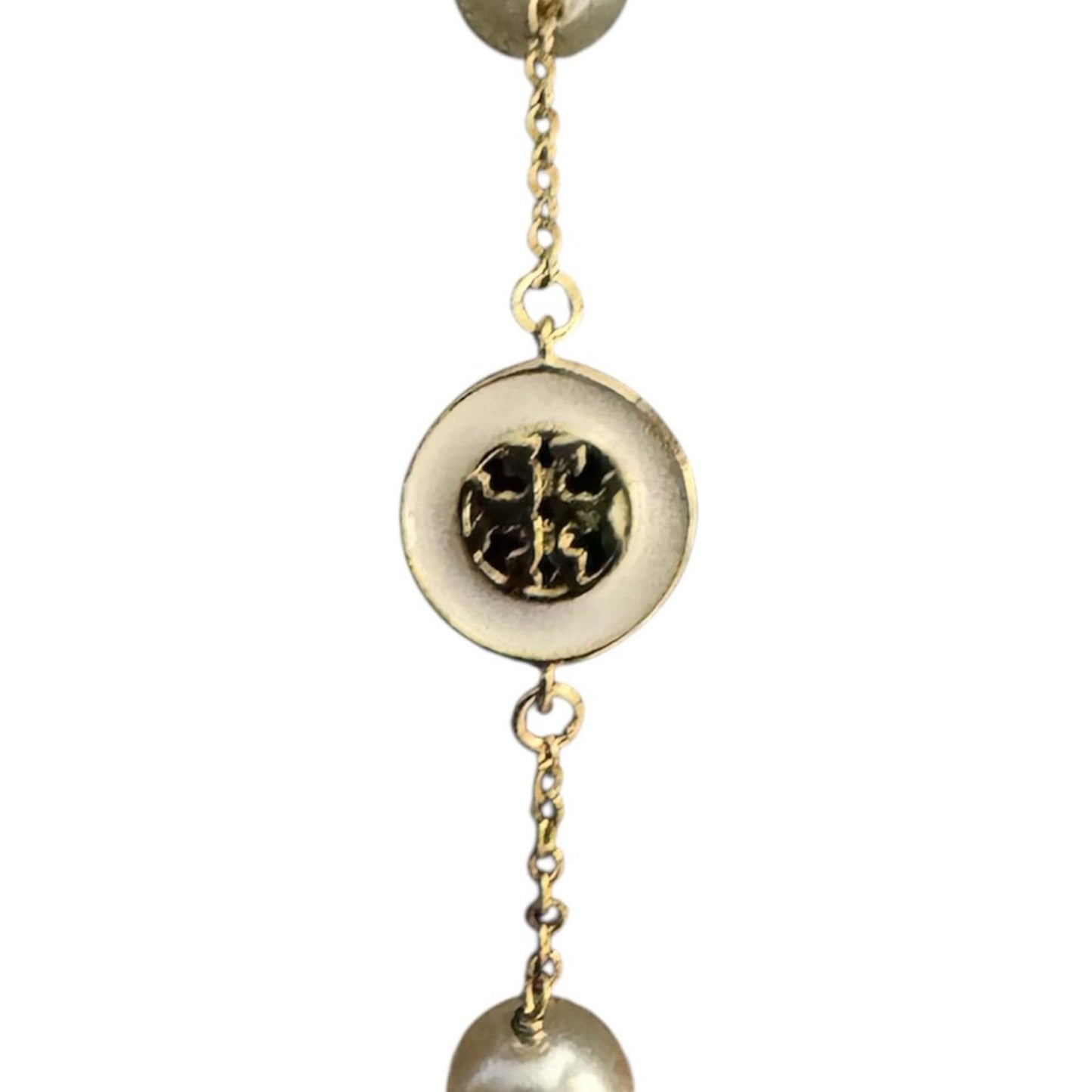 Tory Burch Gold and Silver Bracelet with Pearl Accents