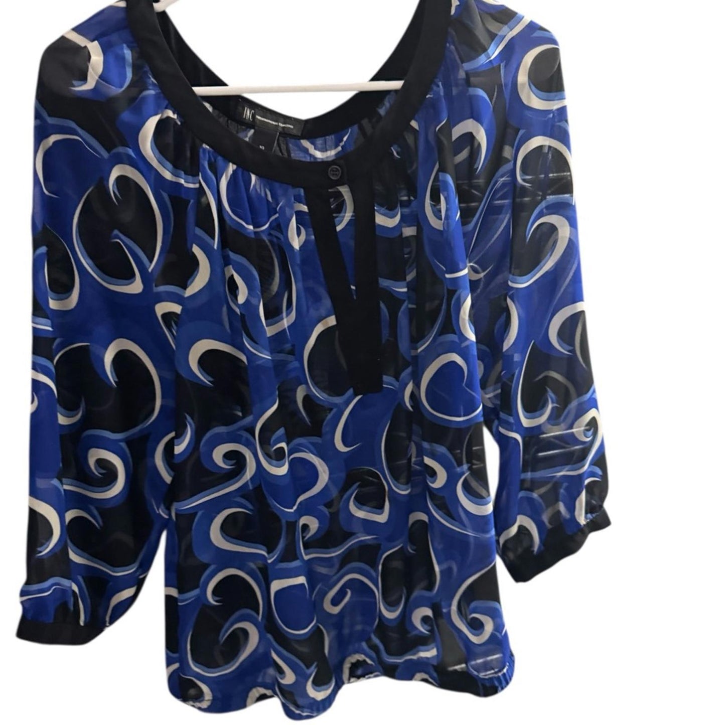 Pre-Love INC International Concepts Blue and Black Swirl Blouse