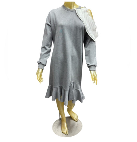 CQbyCQ Gray Ruffle Hem Sweater Dress