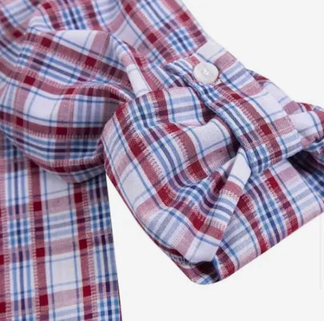 Plaid Boys Shirt— Maroon and Blue