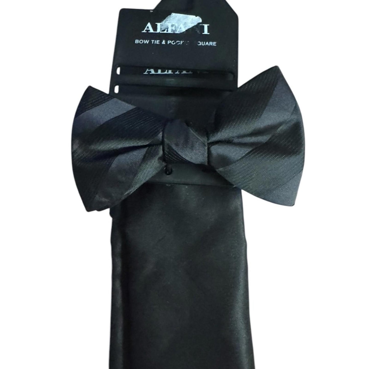 Alfani Black Bow Tie and Pocket Square Set