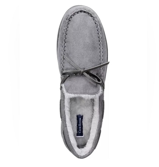 Club Room Men's Faux-Suede Moccasin Slippers with Faux-Fur Lining
