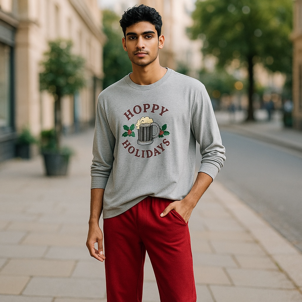 Club Room Gray Holiday Long Sleeve and pant pj set