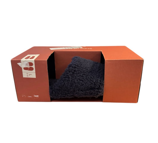 State of Day- Women's Sherpa Slippers Cozy Navy Blue Faux Fur Slippers