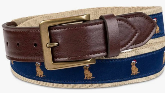 Club Room Men's Navy and Brown Belt