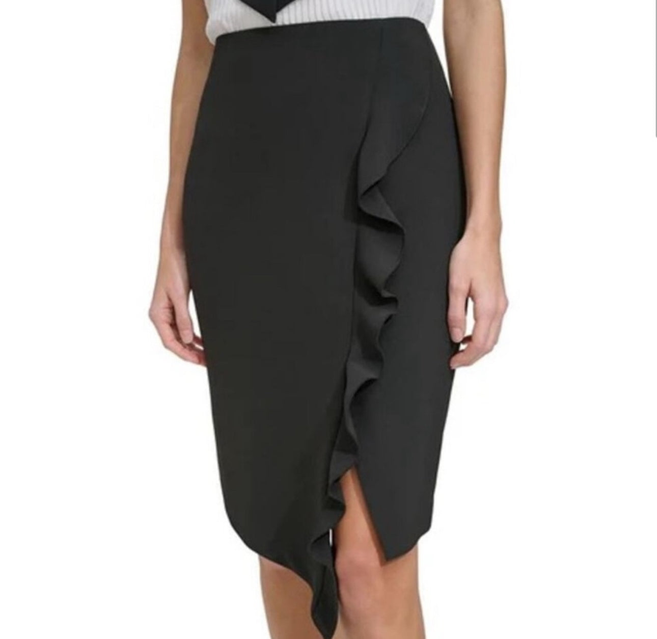 DKNY Elegant Black Ruffle Skirt