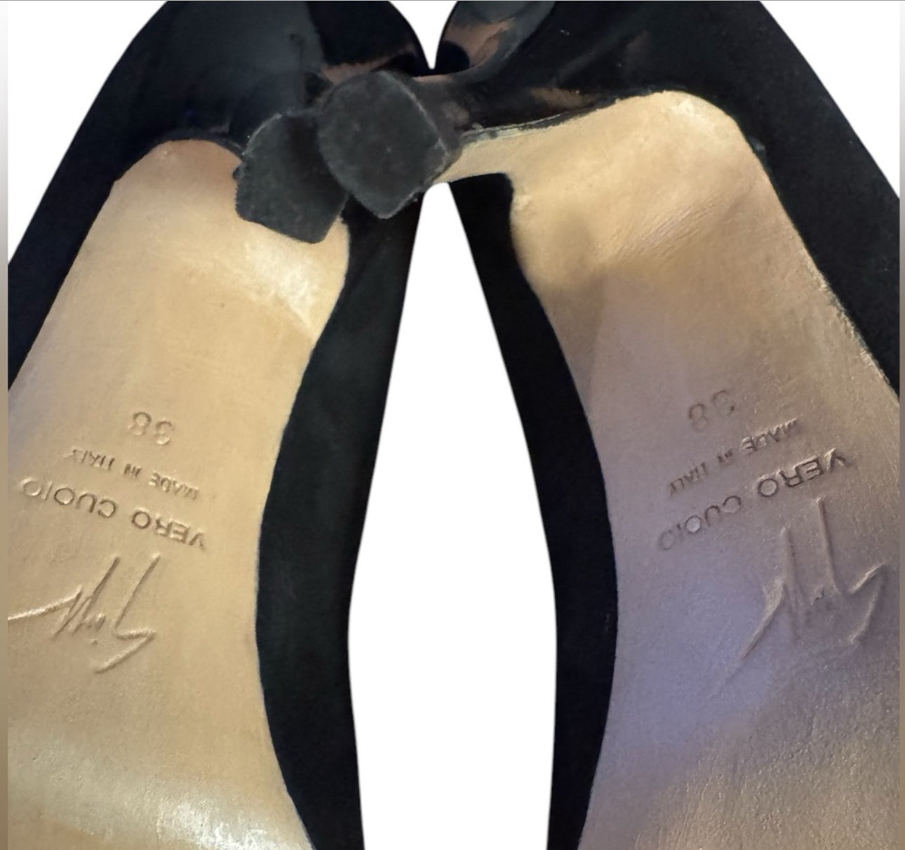 GIUSEPPE ZANOTTI BLACK SUEDE HEELS W/CRYSTAL