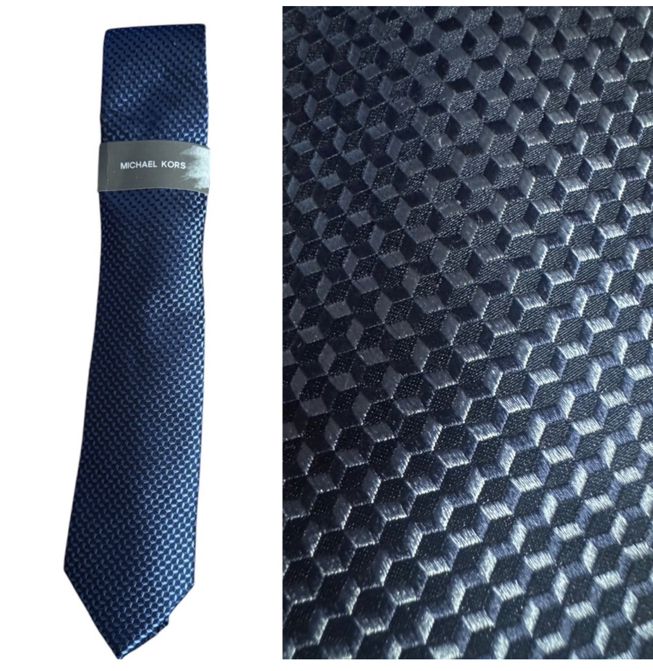 Michael Kors Navy Blue Textured Tie