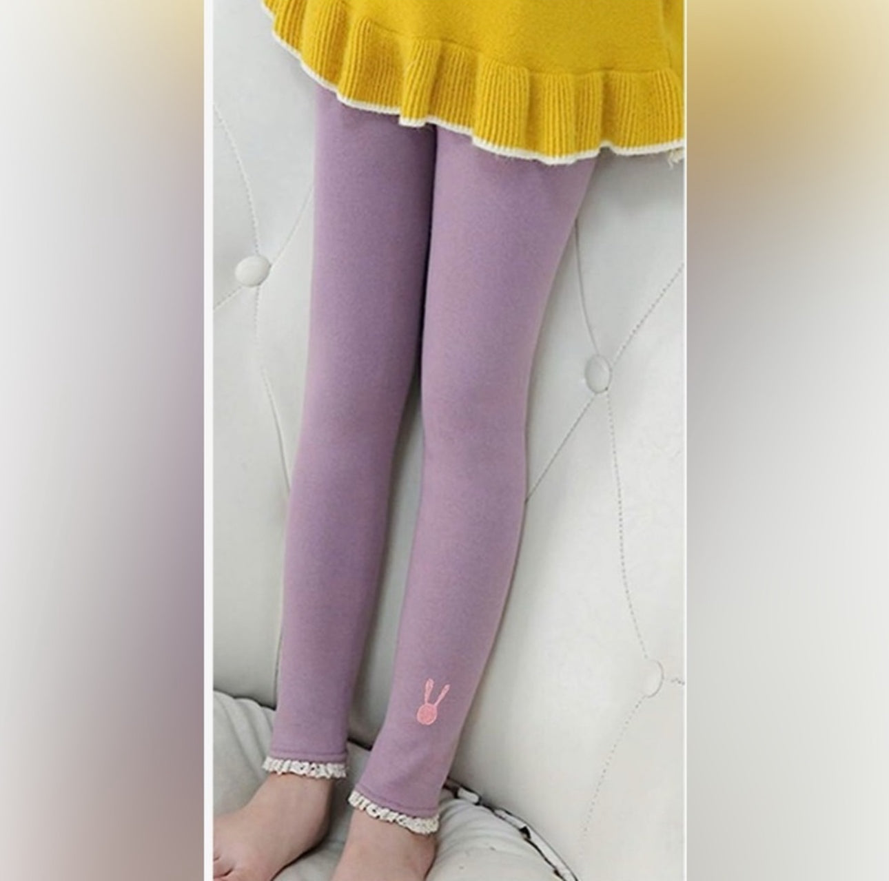 Gove Girls Lavender winter warm, Fleece Lined Rabbit Leggings