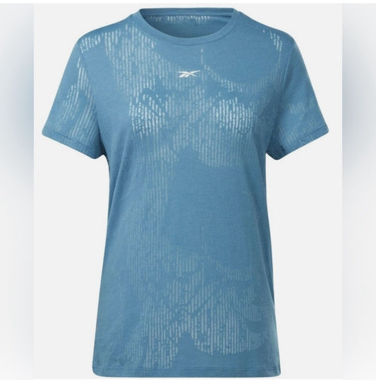 Reebok Ladies Blue Burnout Short Sleeve T-Shirt