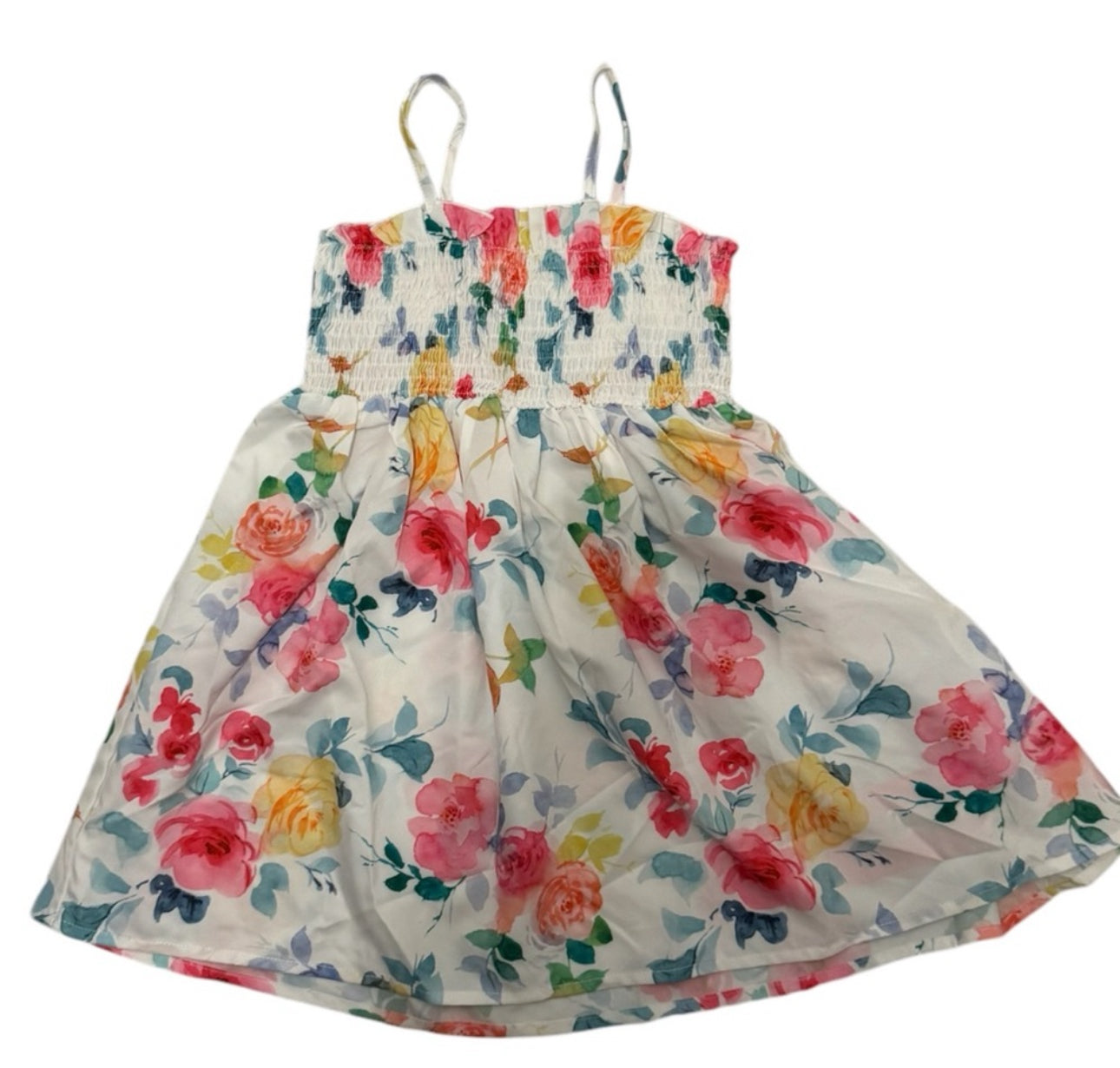 Girl Sweet Floral Print Smocked Sleeveless Dress