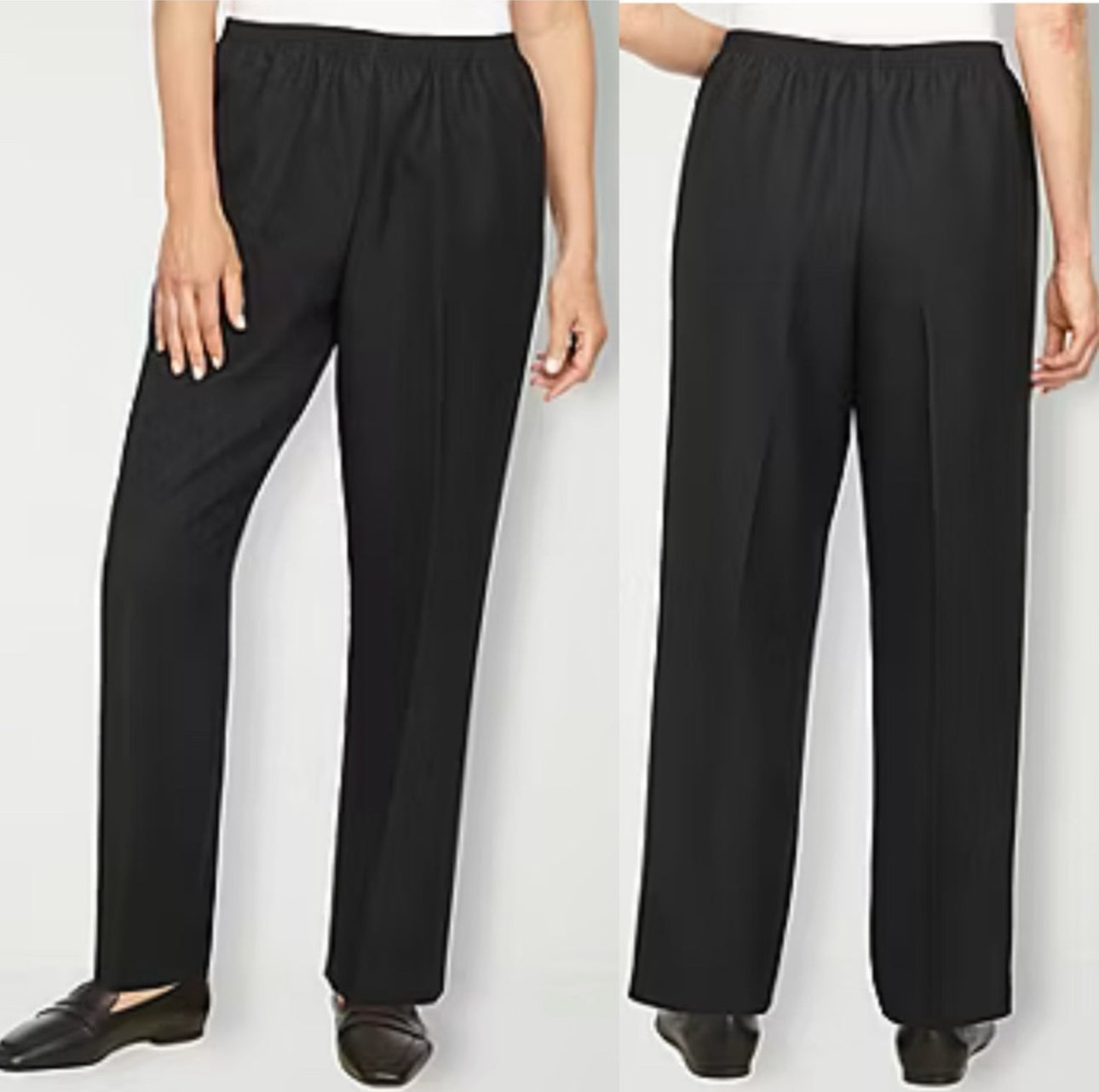Alfred dunner slip on Classic Black elastic waist side pockets Women's Pants
