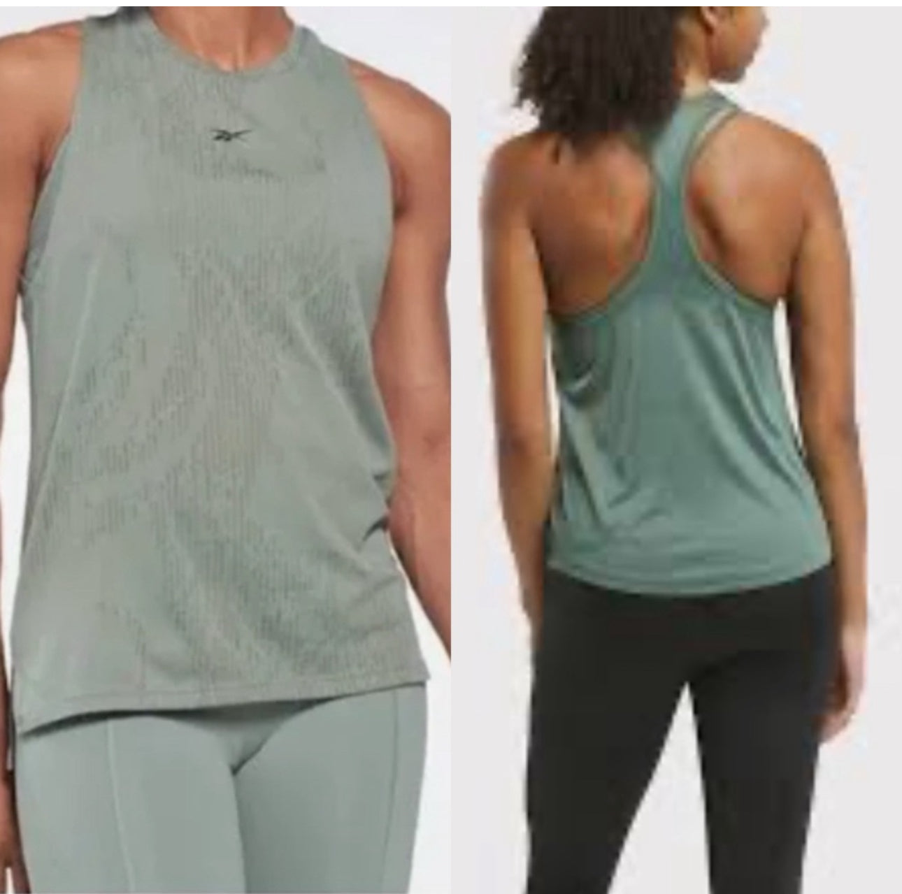Reebok Green Sleeveless Tank Top Athletic Style