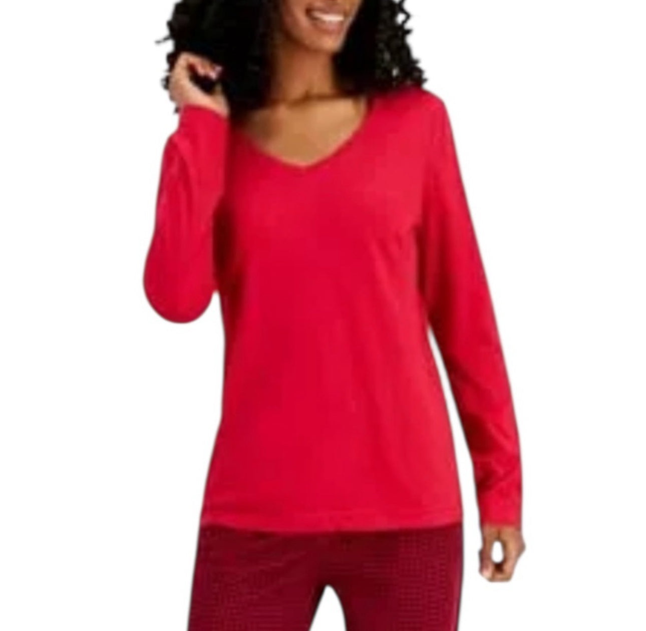 Charter club Vibrant Red V-Neck Long Sleeve PJ Top