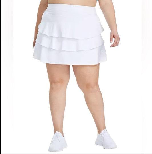 Ideology, Elegant White Curvy women’s Skort rear zipper pocket on waist