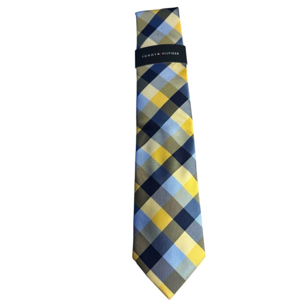 Tommy Hilfiger Blue and Yellow Plaid Tie
