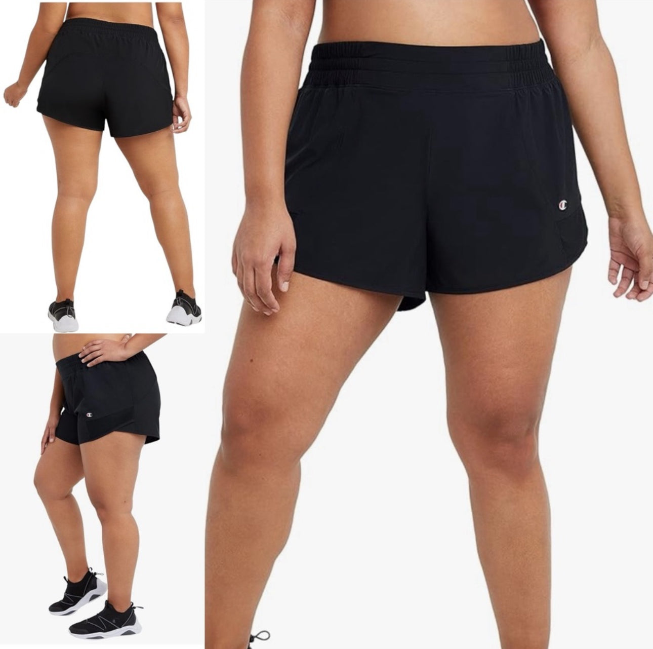 Un Black Athletic Shorts with Elastic Waistband