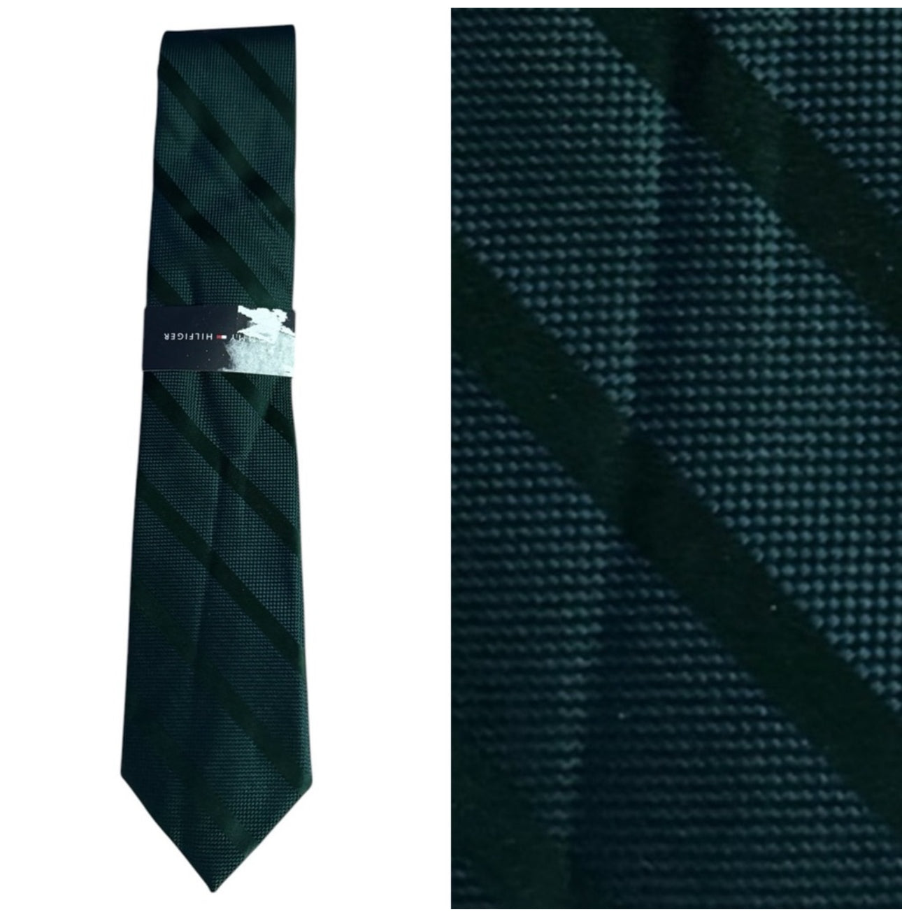 Tommy Hilfiger Green Striped Men's Tie