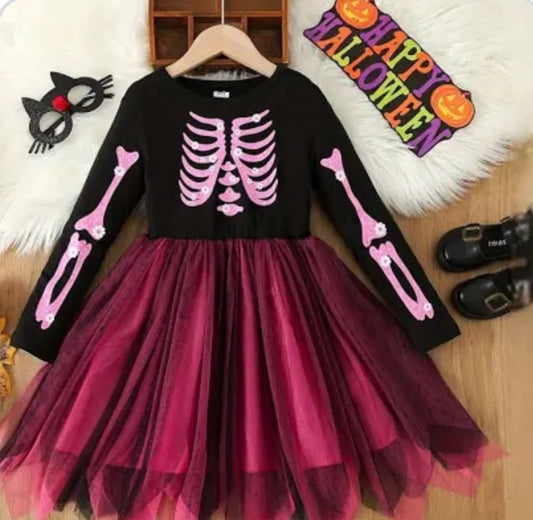 Girls skeleton tutu dress