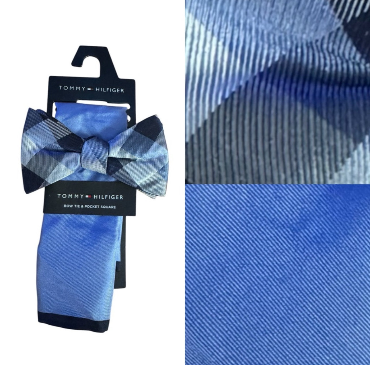 Tommy Hilfiger Blue Bow Tie and Pocket Square Set