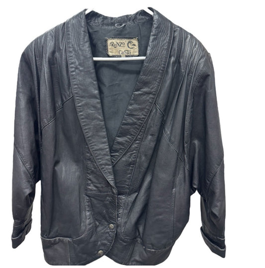 Renzo Costa Vintage Black Leather Jacket for Women