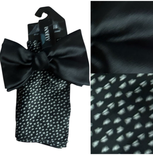 Alfani Black Bow Tie and Pocket Square Set
