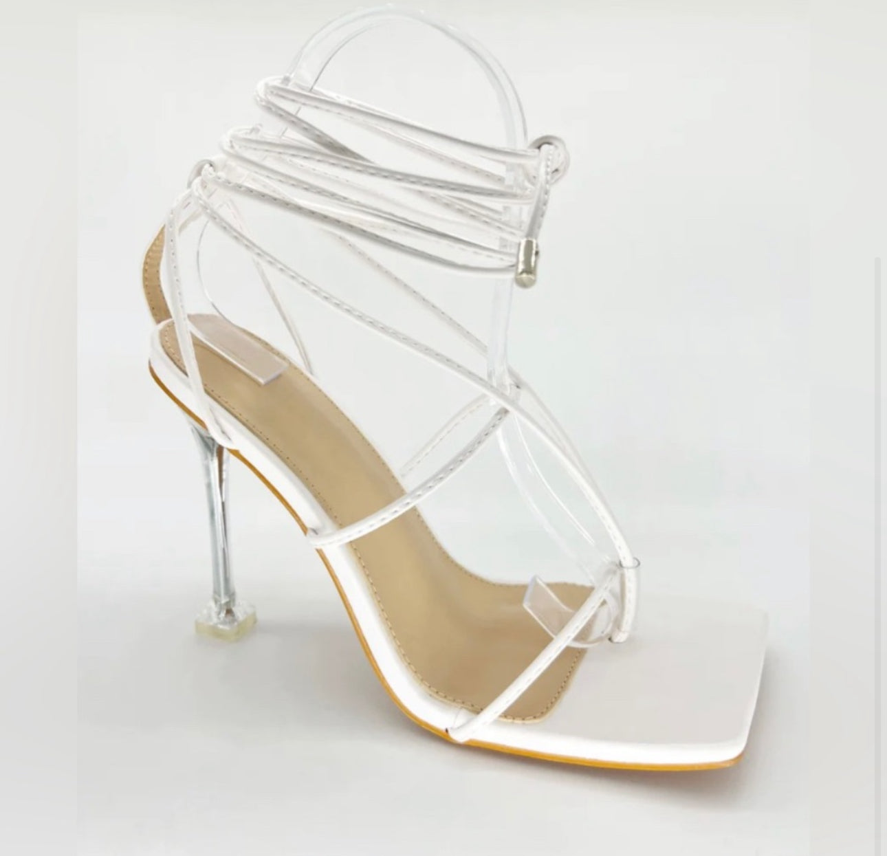 Mixx Shiz Elegant White ankle Strappy clear Heels