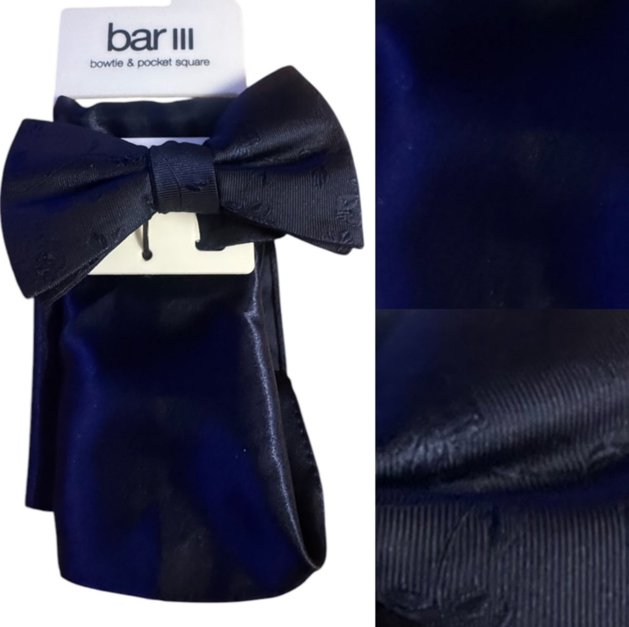 Bar III Blue Bow Tie and Pocket Square Set