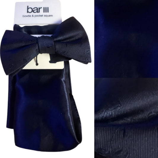 Bar III Blue Bow Tie and Pocket Square Set