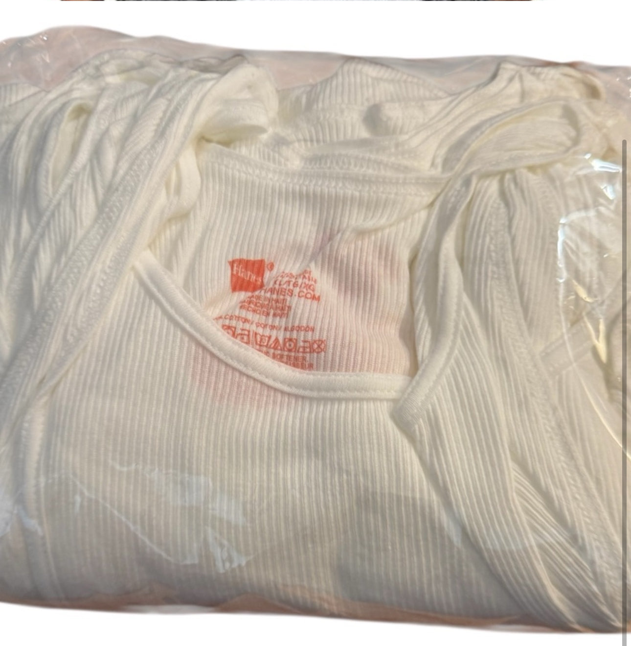 Men Hanes tankless tanks White Ribbed Tank Top