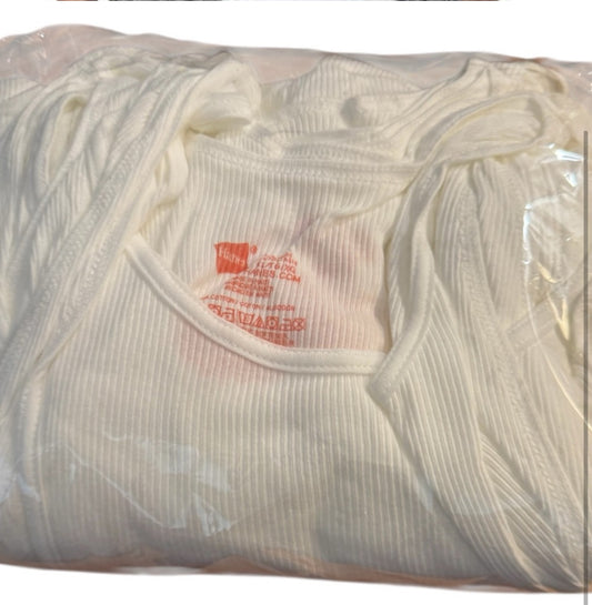 Men Hanes tankless tanks White Ribbed Tank Top