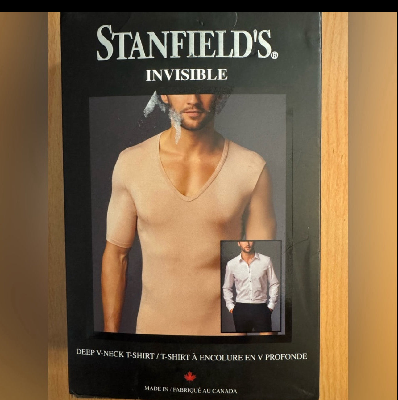 Stanfields Men's Invisible Deep V-Neck T-Shirt - White