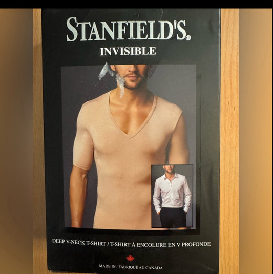 Stanfields Men's Invisible Deep V-Neck T-Shirt - White